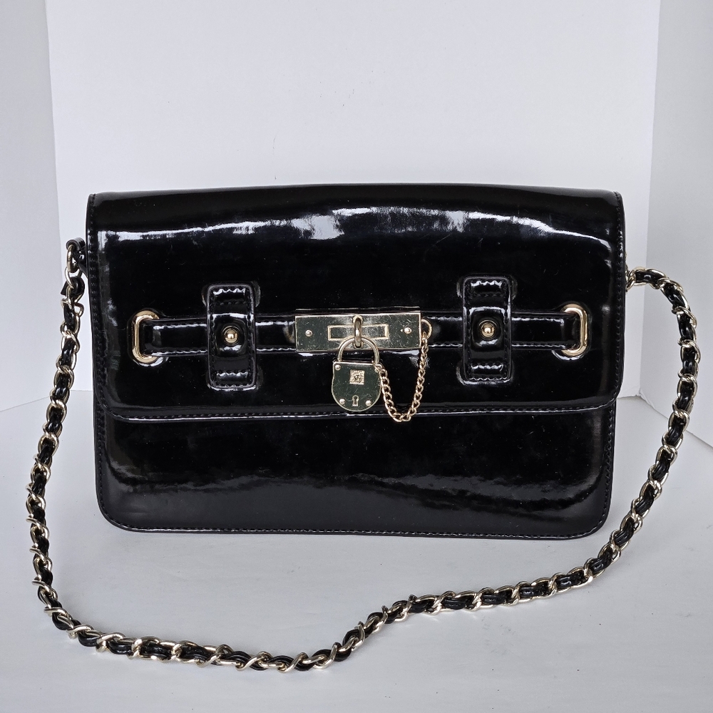 Anne Klien Black Chain Shoulder Bag 12"